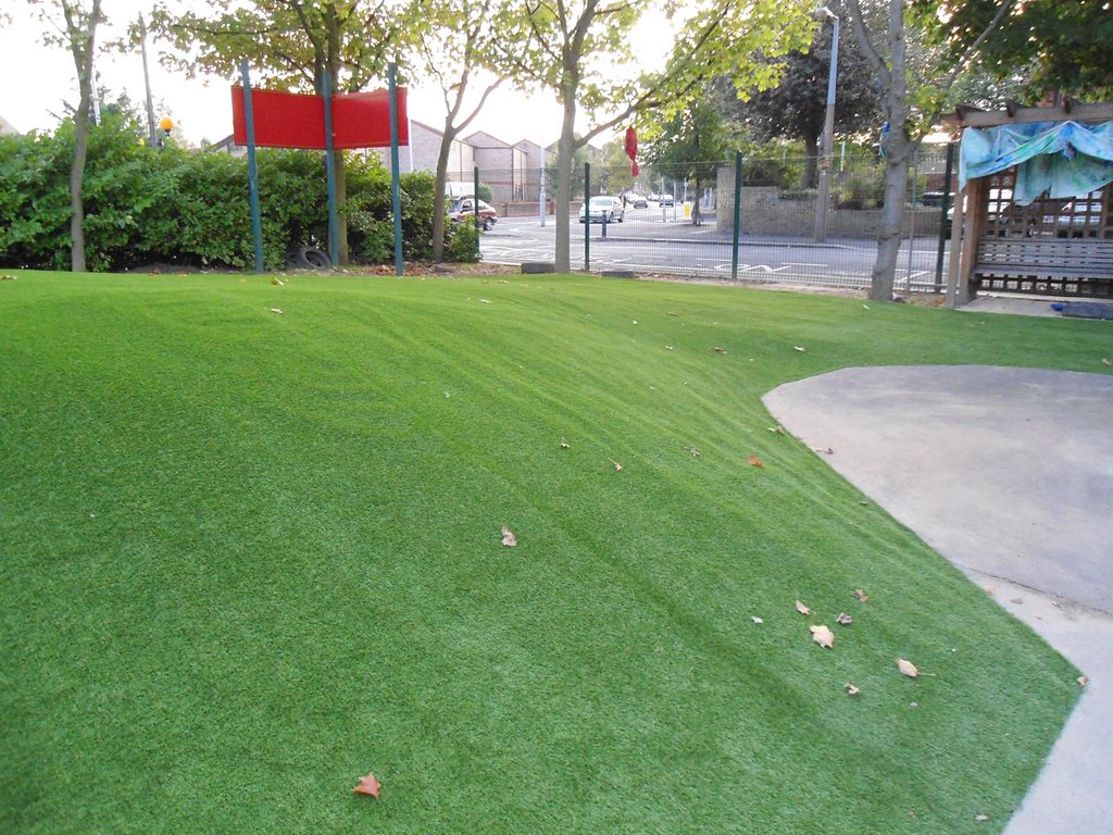 Artificial grass laid in a play area