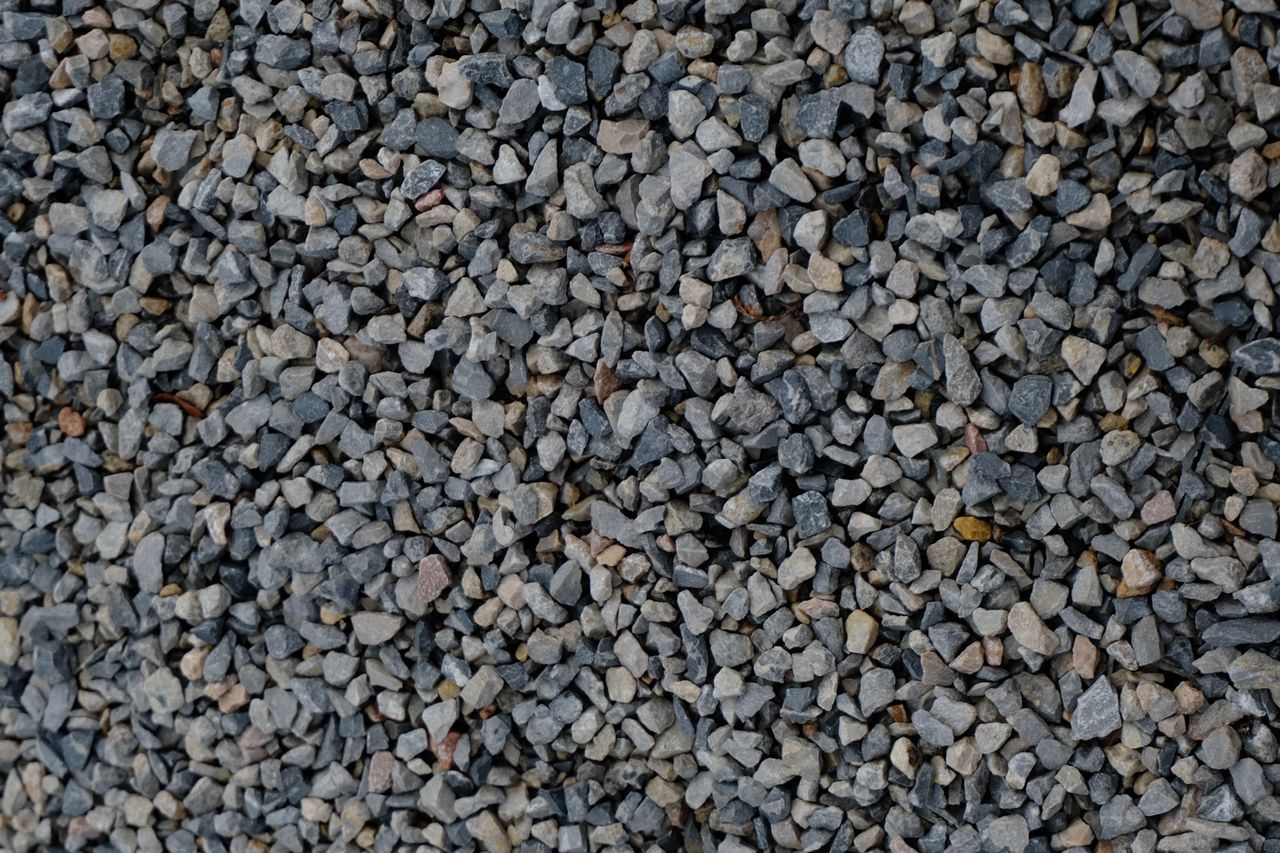 A pile of crushed gravel base stone